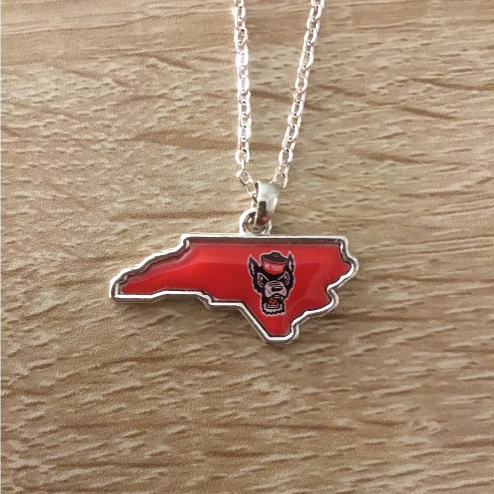 Red North Carolina State Wolfpack State Necklace